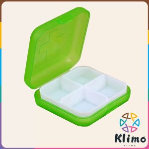 KLIMO 4 Slot Medicine Box Mini Storage Box Colourful Family First Aid Drug Box Organiser