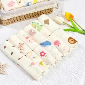 Set 5 - 10 Chiếc Khăn Xô Sữa Họa Tiết cho Bé Khăn Sữa Xô Muslin 2 Lớp Chất Liệu Mềm Mại Thấm Hút Tốt Size 28x28cm Cho Bé Trai Bé Gái Khansua Cục Cưng Baby