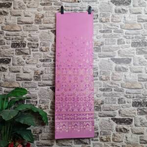 240.ผ้าไหมแกมฝ้าย ผ้าทอทั้งผืน ลายแพรวาฉัตรสวรรค์ สีชมพูหวาน