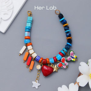 Her Lab Jewelry | Fashionable cinnabar stone womens lucky bracelet cute butterfly ceramic bracelet high quality DIY birthday gift childrens gift