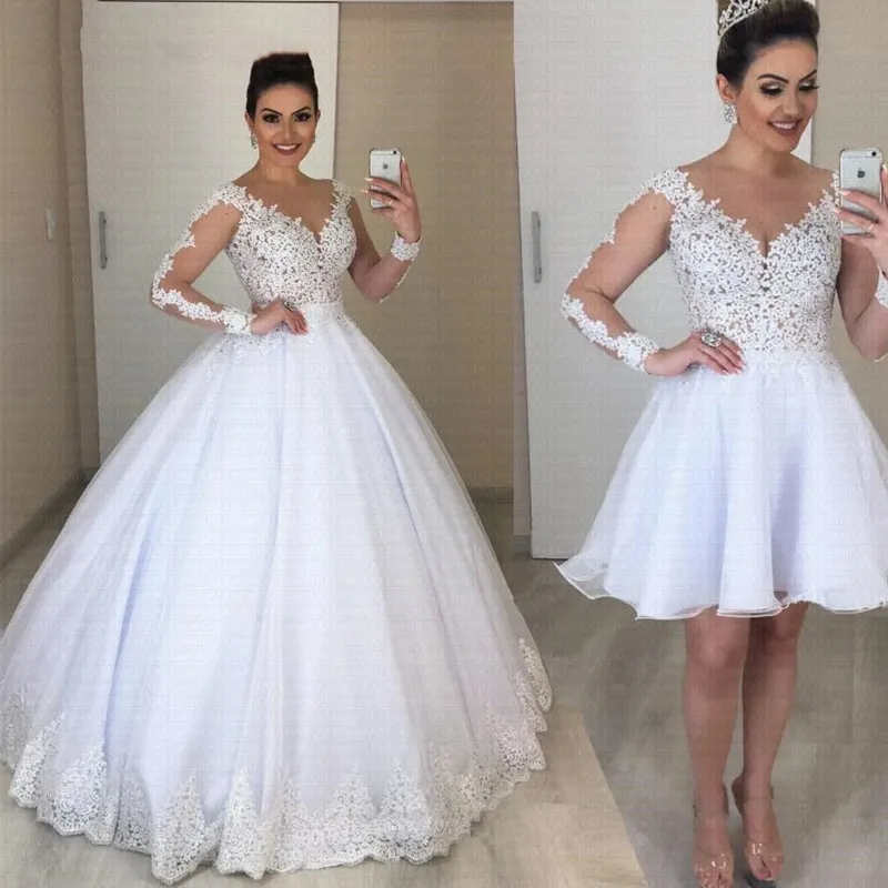 Two piece wedding shop dress with detachable skirt