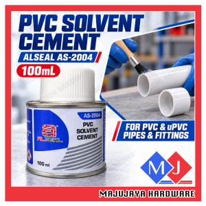 ALSEAL AS-2004 PVC Solvent Cement 100mL Clear PVC uPVC Pipe Fitting Glue Gam Paip Plumbing Adhesive Fast Setting