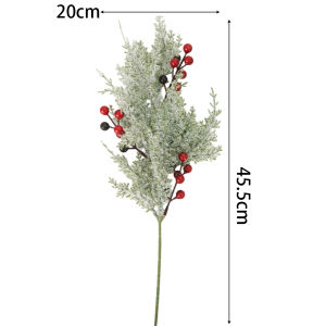 2Pcs Snowy Artificial Cedar Picks with Red Berries Frosted Faux Cedar Sprays for Christmas Tree Wreath Floral Arrangement Vase Winter Holiday Decoration