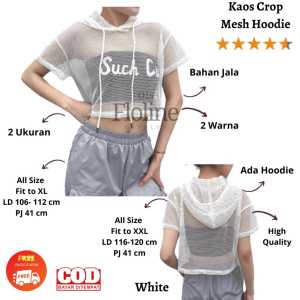 Floline Ols - Atasan Jaring Kaos Mesh Hoodie / Outwear / Pakaian Olahraga Wanita