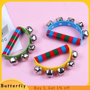 Butterfly 1ชิ้นระฆังมือประกอบฉากทางปัญญาของเด็กพร้อมกระดิ่งกริ๊ง5ชิ้นมือจับไม้เครื่องดนตรีของเล่นสำหรับชั้นเรียนดนตรี