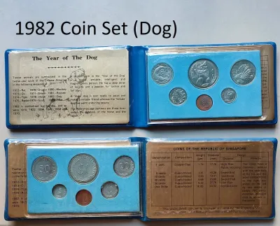 Year 1979 to 1984 Uncirculated Singapore Coin album (one cent to one dollar) (1981 album badly aged)