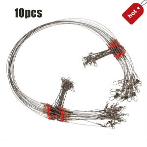 W0AGZ4J2 10 Pcs High Quality Rolling Swivels Fish Hook Leader Trace With Snap Safety Snaps Rope Wire Fishing Wire Line