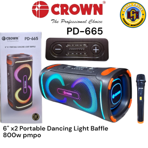 Crown PD-665 Portable Dancing Light Baffle Portable Party Speaker Bluetooth USB FM
