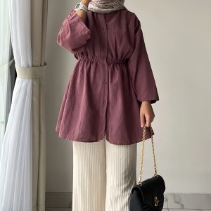 Long Shit Tunik Kerut Wanita Polos