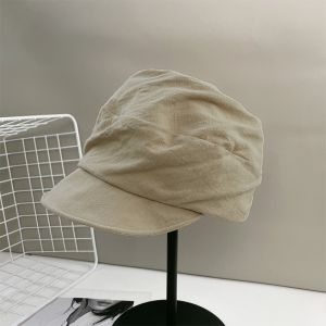 LIHUA Pleated Linen Berets Classic Japanese Newsboy Hats Ins Casual Peaked Caps Female