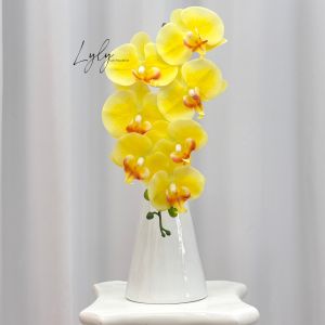 Hoa Lan cánh cao su non 7 bông thân đốm Trang Trí Nhà Cửa Hàng Văn Phòng Sự Kiện. Hoa Lụa Decor