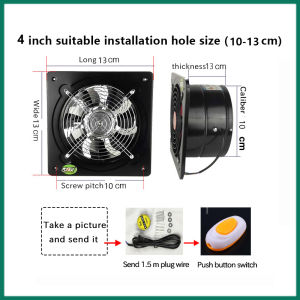 GUGA Powerful fan kitchen exhaust fan 4 6 8 10 12 inch bathroom ventilation fan stainless steel strong exhaust fan【COD】