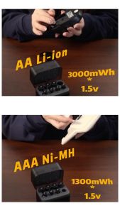 imuto new Li-ion&Ni-MH Rechargeable 4AA&4AAA Batteries with Charger 1.5V 3000mwh AA&1300mwh AAA