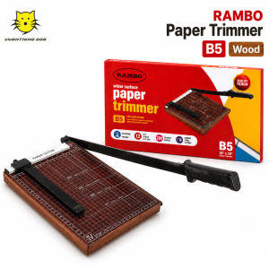RAMBO B5 Wooden Paper Cutter 10x10" Premium Heavy Duty Wood Base Desktop Guillotine Trimmer Carbon Steel Blade Cuts 12 Sheets Auto Paper Pressing for Photo Craft Cardstock Office School Supplies Local Stock