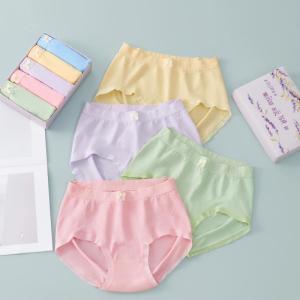 5pcs/set Lavender bottom crotch mid-waist panties comfortable seamless hip-lifting briefs womens panties