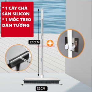 Cây Chà Sàn Silicon Kèm Gạt Nước Silicon Kèm Móc Treo Tường Đa Năng 2 trong 1 Kích Thước 31cm
