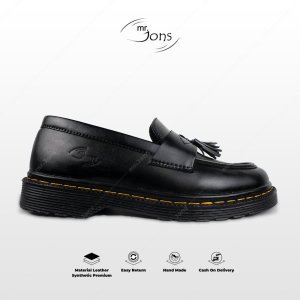 Mr.Jonsrawk Official - Sepatu Formal Loafers Pria wanita Hitam Sepatu Casual Slip On Slop Kondangan Kerja Kantoran