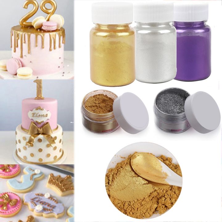 10g Edible Glitter Cake Decoration Powder Mousse Cake Macaron Chocolate Silver Pearl Powder ...
