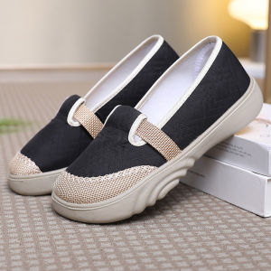 IELGY New Breathable Soft-soled Fashionable and Versatile Linen Womens Comfortable Slip-on Shoes