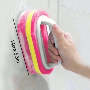 Dishwashing Sponge with Handle Bathroom Tile Cleaning Brush Sink Descaling Wiper