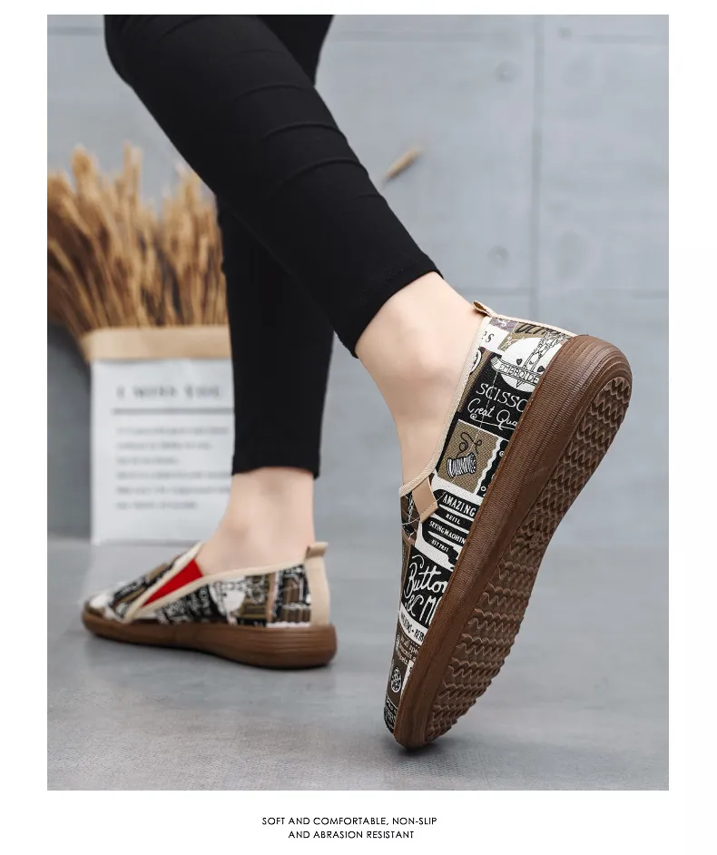 one yona Fashion Retro Japanese Style Women's Shoes Sports Art Casual  Canvas Sneakers Travel Shoes Art Painted Women Slip-on Loafers