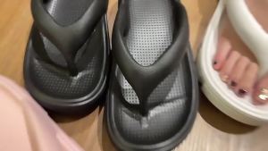 [Free Shipping] High-heeled white flip-flops for women trendy on summer fashion non-slip casual thick-soled lightweight sandals