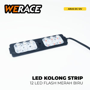 WERACE Lampu Modul LED Kolong Strip 12 Mata Pisah 12V Merah Biru Kedip Flash 6W Body Hitam