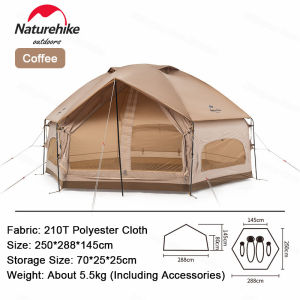 Tenda Camping Naturehike MG Hexagonal 4P NH21ZP001 Tenda Glamping Kemah Keluarga 4 Orang Frame Alloy Dome Tahan Air Double Layer Outdoor