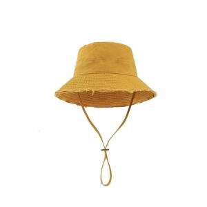 Topi Bucket มีขอบแฟชั่นสำหรับผู้หญิงใส่ทำกิจกรรมกลางแจ้งสายรัดปรับได้เดินทางแบบพับได้หมวกชาวประมง
