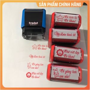 Khắc con dấu nhận xét học sinh + icon dễ thương dấu cô khen con rất chăm chỉ chính hãng trodatchữ siêu nét siêu bền