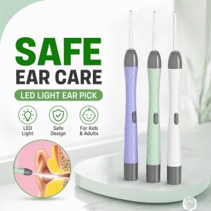 Led Light Baby Ear Cleaner Spoon Ear Wax Remover Curette Picker Stainless Steel Abs Visual Kid Earpick Tool
