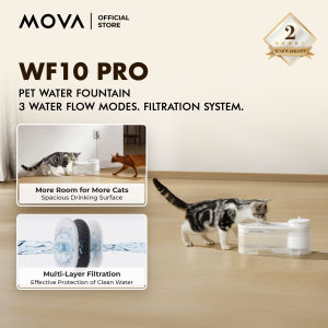 【2 Years Warranty】MOVA WF10 Pro Pet Water Fountain | Multi-Layer Filtration | 3 Water Flow Modes | Wireless Water Pump