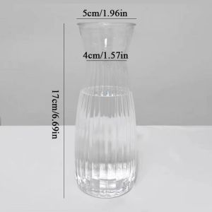 VERMILL Transparent Plastic Flower Vase Hydroponic Home Desk Decor Striped Vases  Bouquet DIY Supplies Plants Pot