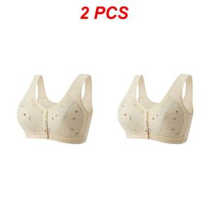 Supfine วัยกลางคนด้านหน้าผู้สูงอายุหัวเข็มขัดชุดชั้นในดอกไม้พิมพ์กว้างสายชุดชั้นในผลักดันยกทรง