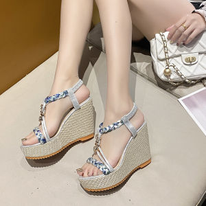 WomenS Wedge Sandals 2025 Summer New Versatile Bohemian Style Platform Thick-Soled High-Heeled Roman Shoes
