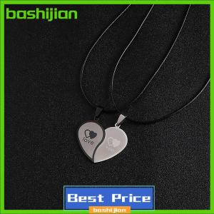 bashijian Couples Jewelry Heart Necklaces Couple Necklace Stainless Steel Engraved Love Pendants Necklace Valentines Day