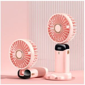 ACB Mini Portable Fan USB Rechargeable Handheld Fan Smart Led Digital Display 5 Speed Adjustable Fan