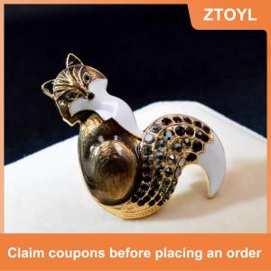 【ZTOYL】 Phong cách cáo Trâm phim hoạt hình động vật ve áo pins sang trọng Corsage cho phụ nữ đa năng sáng bóng Corsage quần áo phụ kiện Quà Tặng