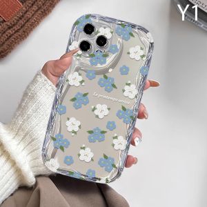 Local Casing hp iPhone 15 Pro Max iPhone 11 12 14 13 Pro Max XR 7Plus X XS Max 6s 7 8 6 Plus SE 2020 Blue and white flowers and love bow 3D Soft Wave Edge TPU SoftCase XingDuo