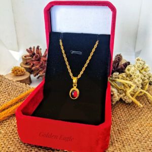 Kalung liontin mata merah | Kalung Bahan Original Titanium | Liontin Bahan Kuningan | Kalung Anti Karat & Tidak Bikin Alergi | Kalung Pria & Wanita