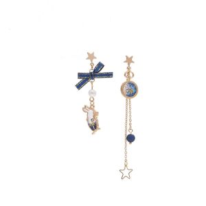 ROOMH Simple Elegant Star Classic Unique Moon Female Dangle Earrings Crystal Ear Drop Fashion Jewelry Korean Style Earrings