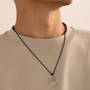 Adjustable Leather Rope Necklace with Swirl Pendant Supplies for Trendy Men and Women Versatile Fashion Accessory