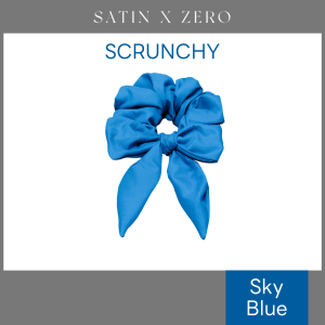 SATIN X ZERO ยางรัดผม ผ้าซาตินเกรดพรีเมี่ยม โดนัทพร้อมโบว์ผูก (Sky Blue) ผมไม่ลีบ ไม่กินผม ไม่หนัก ผ้านุ่มเบาสบายหัว