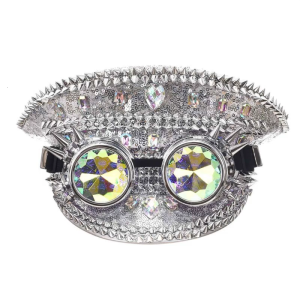 หมวกสไตล์สตีมพังค์สำหรับผู้ใหญ่หมวกฟีดอร่าระยิบระยับสำหรับปาร์ตี้สละโสดชุดคาร์นิวัลเทศกาลดนตรีหมวกเลื่อม