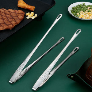 1 Pcs Stainless Steel Food Tongs Long Handle Non-slip Barbecue Food Tongs for Meat Bread Kitchen Tools [Timmo House]