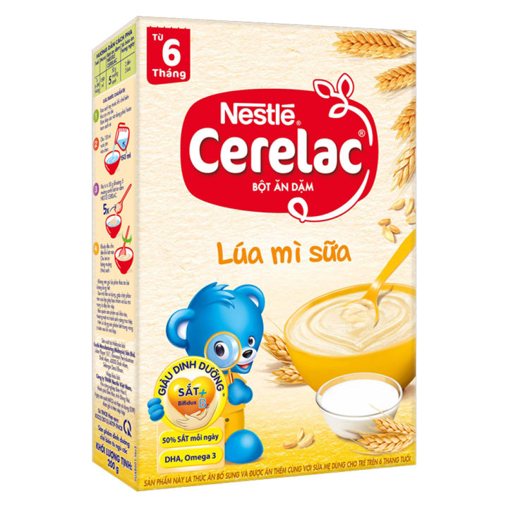 Bột ăn dặm Nestle Cerelac lúa mì sữa