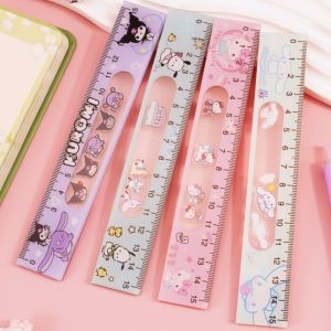 15M Cute Sanrio Straight Ruler Measuring Tool Hello Kitty Pochacco Kuromi School Stationery Supplies Kawaii Student Gifts