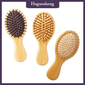[huguosheng] Mini Tóc Lược thân thiện với môi bằng gỗ di động đệm không khí dễ thương túi khí chống tĩnh rộng đầu tròn răng massage lược bàn chải tóc