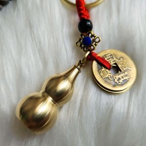 Móc Khóa Hồ Lô Phong Thủy Chiêu Tài Kèm 5 X.u Ngũ Đế May Mắn