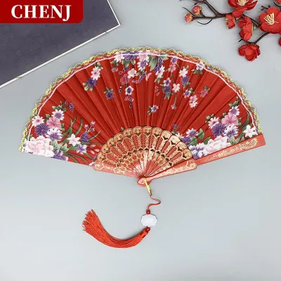 [COD] CHENJ TOOL Quạt gấp lụa cổ điển phong cách Trung Hoa đồ thủ công mỹ nghệ làm quà tặng đồ trang trí nhà cửa quạt múa cầm tay quạt trang trí phòng handmade